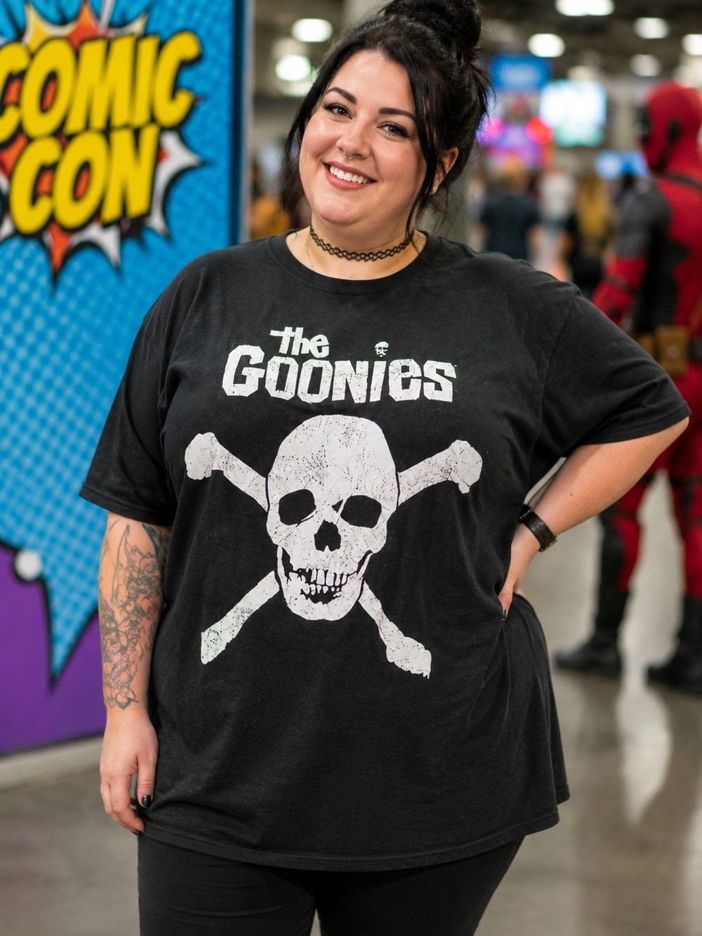 Vintage The Goonies Skull & Crossbones Graphic T-Shirt XL Faded Black Distressed